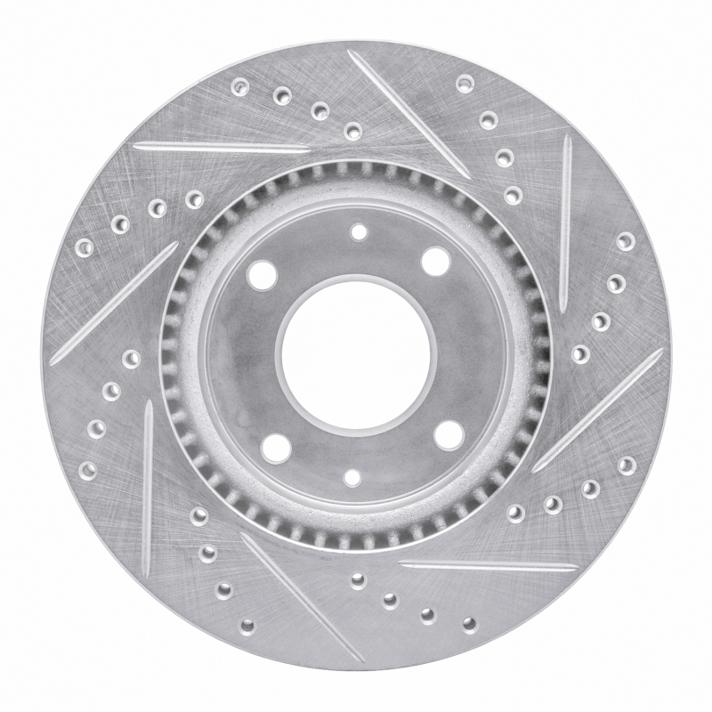 Hyundai Sonata Brake Rotor (1) - Front Left - R1 Concepts - Drilled & Slotted - Silver - `02-`06
